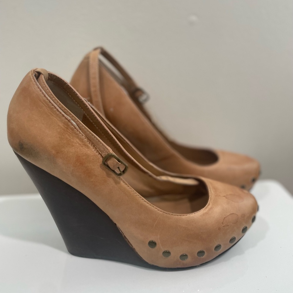 Aldo Tan and Black Wedge Shoes